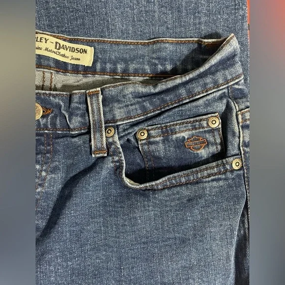Vintage Harley Davidson High Rise Straight Leg Boot Cut Jeans Size 8 P - Picture 9 of 11